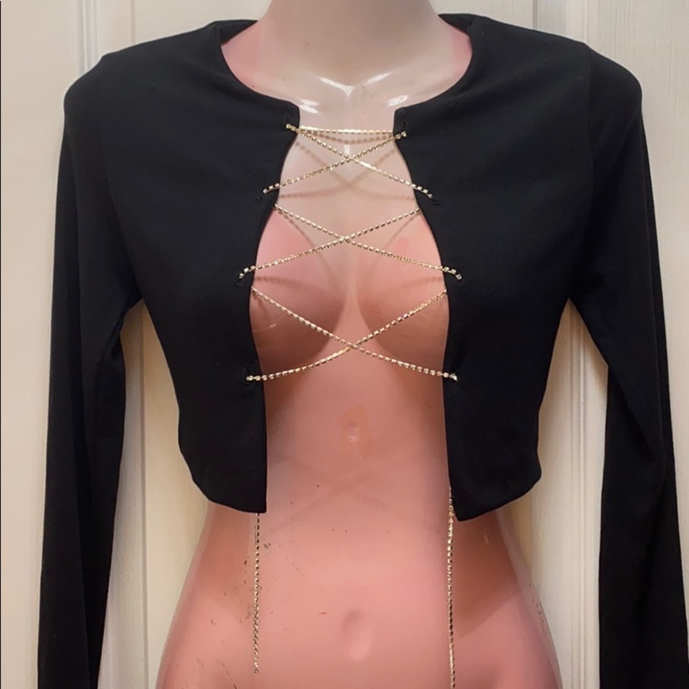 Fashion Nova Rhinestone Lace Up Long Sleeve